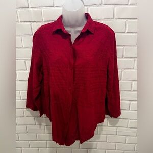 SOLITARIE women button down 3/4 sleeve shirt/size M